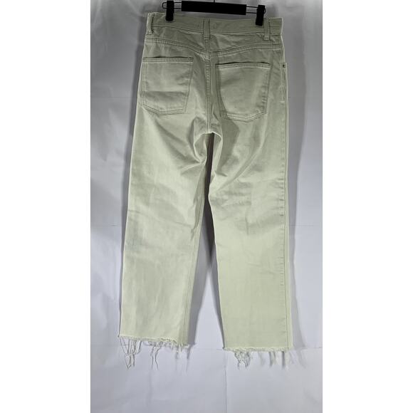 UNIQLO U Women's Cream Cotton Raw-Hem Regular-Fit Straight-Leg Jean SZ 27X32 - Picture 2 of 11